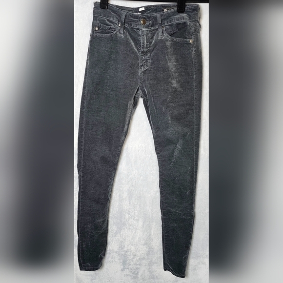 Ag Adriano Goldschmied Farrah High Rise Skinny Gray Velvet Jeans Sz 24 EUC - Picture 9 of 13